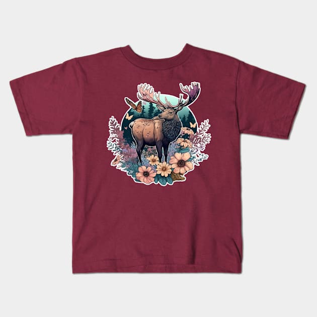 Water Colour Moose Kids T-Shirt by Zoo state of mind